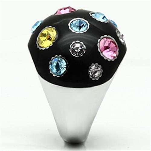 TK640 - High polished (no plating) Stainless Steel Ring with Top Grade Crystal in Multi Color - Alamode - Flyclothing LLC