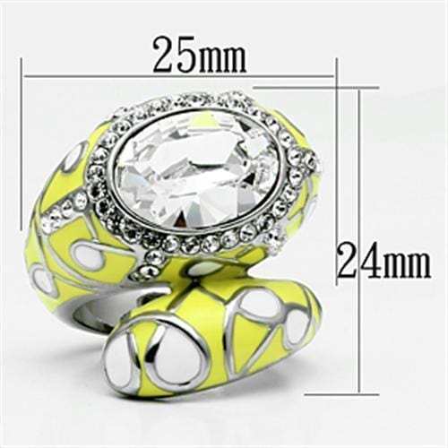 TK643 - High polished (no plating) Stainless Steel Ring with Top Grade Crystal in Clear - Alamode - Flyclothing LLC