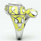 TK643 - High polished (no plating) Stainless Steel Ring with Top Grade Crystal in Clear - Alamode - Flyclothing LLC