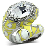 TK643 - High polished (no plating) Stainless Steel Ring with Top Grade Crystal in Clear - Alamode - Flyclothing LLC