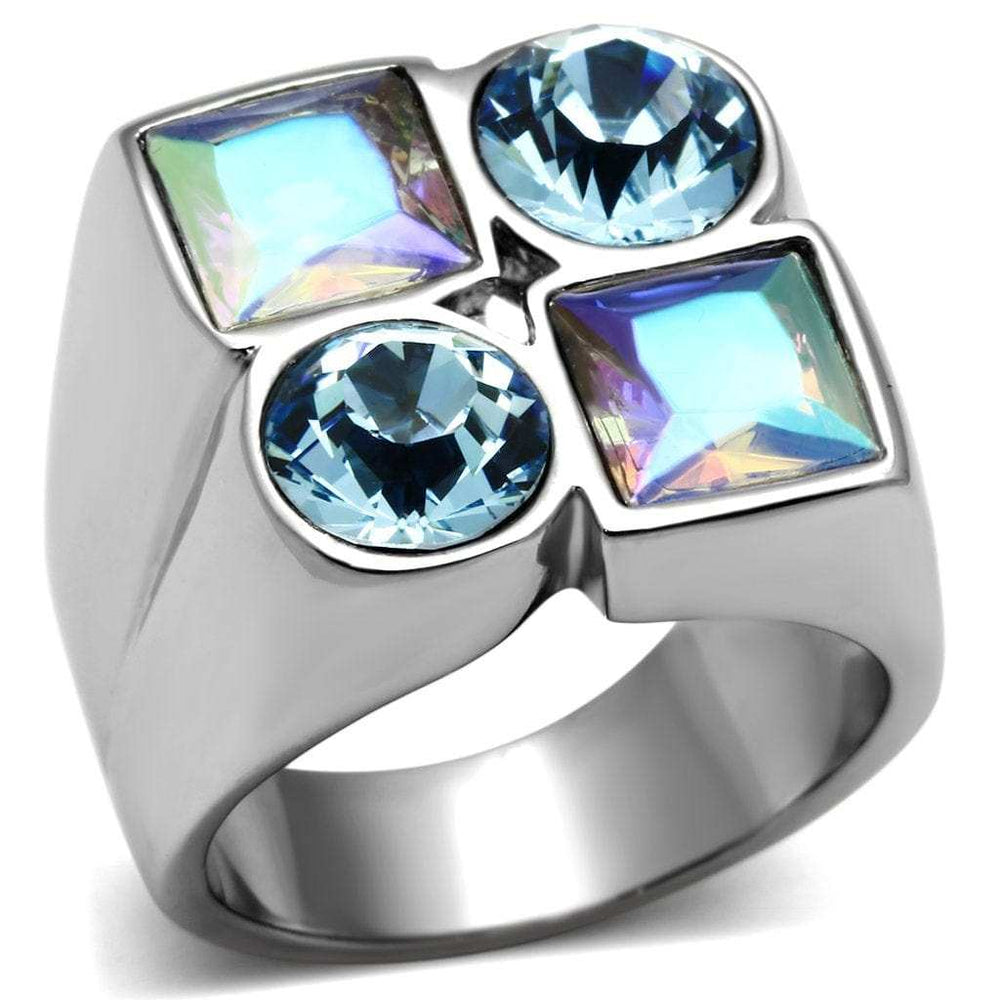 TK645 - High polished (no plating) Stainless Steel Ring with Top Grade Crystal in Multi Color - Alamode - Flyclothing LLC