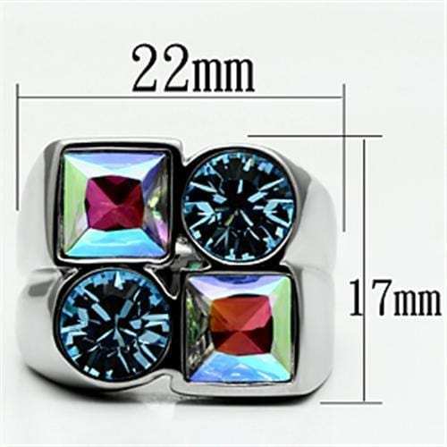 TK645 - High polished (no plating) Stainless Steel Ring with Top Grade Crystal in Multi Color - Alamode - Flyclothing LLC