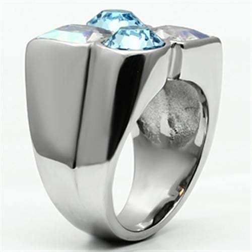 TK645 - High polished (no plating) Stainless Steel Ring with Top Grade Crystal in Multi Color - Alamode - Flyclothing LLC