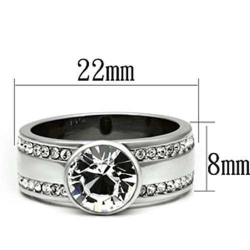 TK646 - High polished (no plating) Stainless Steel Ring with Top Grade Crystal in Clear - Alamode - Flyclothing LLC