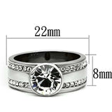 TK646 - High polished (no plating) Stainless Steel Ring with Top Grade Crystal in Clear - Alamode - Flyclothing LLC
