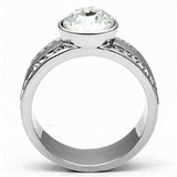 TK646 - High polished (no plating) Stainless Steel Ring with Top Grade Crystal in Clear - Alamode - Flyclothing LLC