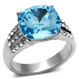 TK647 - High polished (no plating) Stainless Steel Ring with Top Grade Crystal in Sea Blue - Alamode - Flyclothing LLC