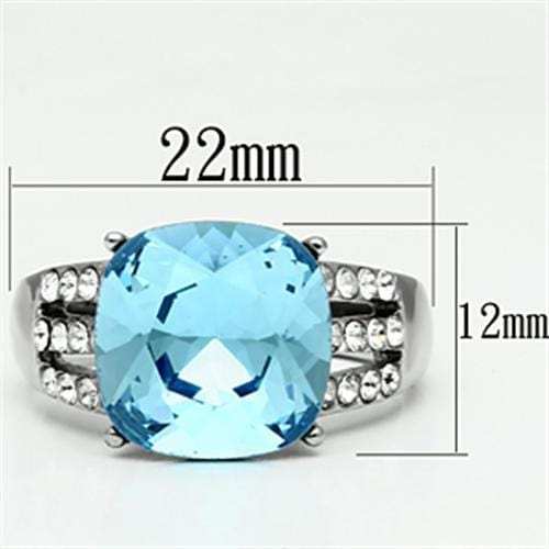 TK647 - High polished (no plating) Stainless Steel Ring with Top Grade Crystal in Sea Blue - Alamode - Flyclothing LLC