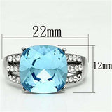 TK647 - High polished (no plating) Stainless Steel Ring with Top Grade Crystal in Sea Blue - Alamode - Flyclothing LLC