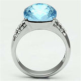 TK647 - High polished (no plating) Stainless Steel Ring with Top Grade Crystal in Sea Blue - Alamode - Flyclothing LLC