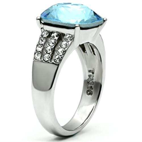TK647 - High polished (no plating) Stainless Steel Ring with Top Grade Crystal in Sea Blue - Alamode - Flyclothing LLC
