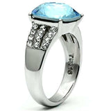 TK647 - High polished (no plating) Stainless Steel Ring with Top Grade Crystal in Sea Blue - Alamode - Flyclothing LLC