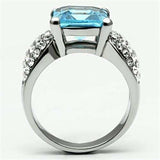 TK648 - High polished (no plating) Stainless Steel Ring with Top Grade Crystal in Sea Blue - Alamode - Flyclothing LLC