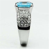 TK648 - High polished (no plating) Stainless Steel Ring with Top Grade Crystal in Sea Blue - Alamode - Flyclothing LLC