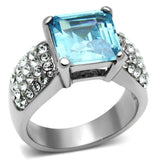 TK648 - High polished (no plating) Stainless Steel Ring with Top Grade Crystal in Sea Blue - Alamode - Flyclothing LLC