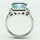 TK650 - High polished (no plating) Stainless Steel Ring with Top Grade Crystal in Sea Blue - Alamode - Flyclothing LLC