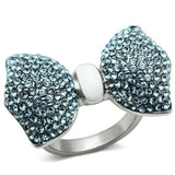 TK653 - High polished (no plating) Stainless Steel Ring with Top Grade Crystal in Sea Blue - Alamode - Flyclothing LLC