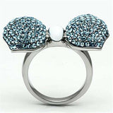 TK653 - High polished (no plating) Stainless Steel Ring with Top Grade Crystal in Sea Blue - Alamode - Flyclothing LLC