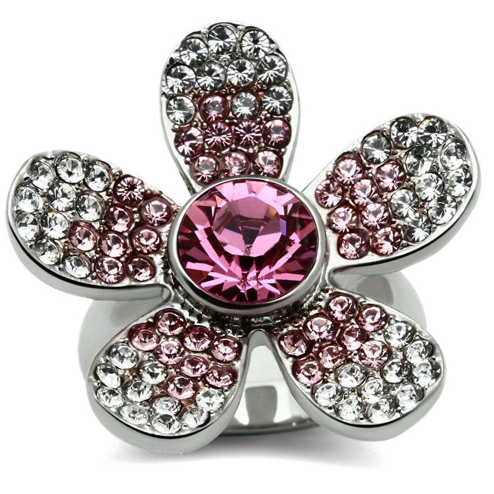 TK654 - High polished (no plating) Stainless Steel Ring with Top Grade Crystal in Rose - Alamode - Flyclothing LLC