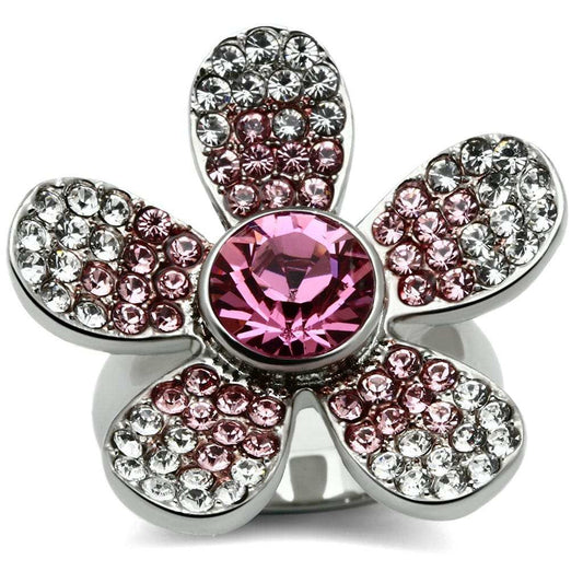 TK654 - High polished (no plating) Stainless Steel Ring with Top Grade Crystal in Rose - Alamode - Flyclothing LLC