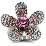 TK654 - High polished (no plating) Stainless Steel Ring with Top Grade Crystal in Rose - Alamode - Flyclothing LLC