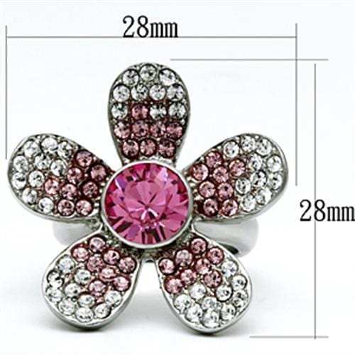 TK654 - High polished (no plating) Stainless Steel Ring with Top Grade Crystal in Rose - Alamode - Flyclothing LLC