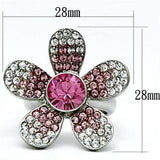 TK654 - High polished (no plating) Stainless Steel Ring with Top Grade Crystal in Rose - Alamode - Flyclothing LLC