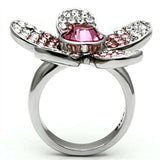 TK654 - High polished (no plating) Stainless Steel Ring with Top Grade Crystal in Rose - Alamode - Flyclothing LLC