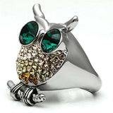 TK656 - High polished (no plating) Stainless Steel Ring with Top Grade Crystal in Emerald - Alamode - Flyclothing LLC