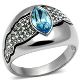 TK659 - High polished (no plating) Stainless Steel Ring with Top Grade Crystal in Sea Blue - Alamode - Flyclothing LLC