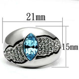 TK659 - High polished (no plating) Stainless Steel Ring with Top Grade Crystal in Sea Blue - Alamode - Flyclothing LLC