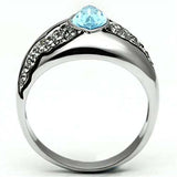 TK659 - High polished (no plating) Stainless Steel Ring with Top Grade Crystal in Sea Blue - Alamode - Flyclothing LLC