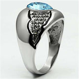 TK659 - High polished (no plating) Stainless Steel Ring with Top Grade Crystal in Sea Blue - Alamode - Flyclothing LLC
