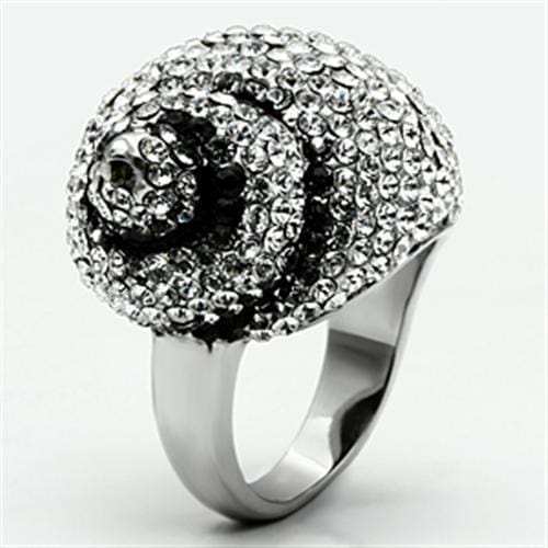 TK661 - High polished (no plating) Stainless Steel Ring with Top Grade Crystal in Clear - Alamode - Flyclothing LLC
