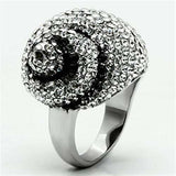 TK661 - High polished (no plating) Stainless Steel Ring with Top Grade Crystal in Clear - Alamode - Flyclothing LLC