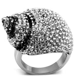 TK661 - High polished (no plating) Stainless Steel Ring with Top Grade Crystal in Clear - Alamode - Flyclothing LLC