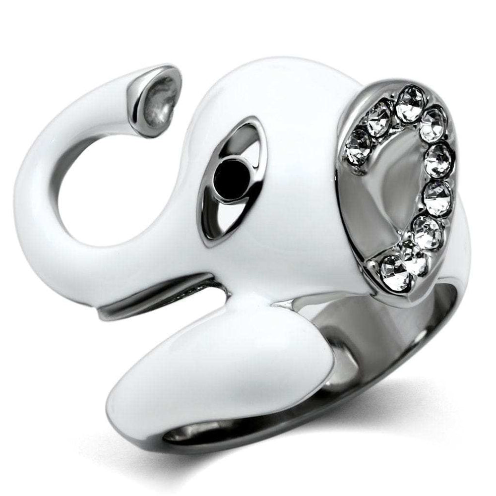 TK663 - High polished (no plating) Stainless Steel Ring with Top Grade Crystal in Jet - Alamode - Flyclothing LLC