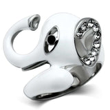 TK663 - High polished (no plating) Stainless Steel Ring with Top Grade Crystal in Jet - Alamode - Flyclothing LLC