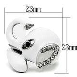 TK663 - High polished (no plating) Stainless Steel Ring with Top Grade Crystal in Jet - Alamode - Flyclothing LLC