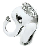 TK663 - High polished (no plating) Stainless Steel Ring with Top Grade Crystal in Jet - Alamode - Flyclothing LLC