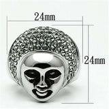 TK668 - High polished (no plating) Stainless Steel Ring with Top Grade Crystal in Black Diamond - Alamode - Flyclothing LLC
