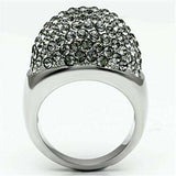 TK668 - High polished (no plating) Stainless Steel Ring with Top Grade Crystal in Black Diamond - Alamode - Flyclothing LLC