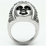 TK668 - High polished (no plating) Stainless Steel Ring with Top Grade Crystal in Black Diamond - Alamode - Flyclothing LLC