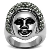 TK668 - High polished (no plating) Stainless Steel Ring with Top Grade Crystal in Black Diamond - Alamode - Flyclothing LLC