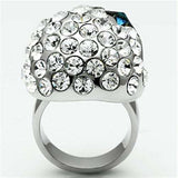 TK669 - High polished (no plating) Stainless Steel Ring with Top Grade Crystal in Capri Blue - Alamode - Flyclothing LLC