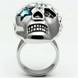 TK669 - High polished (no plating) Stainless Steel Ring with Top Grade Crystal in Capri Blue - Alamode - Flyclothing LLC