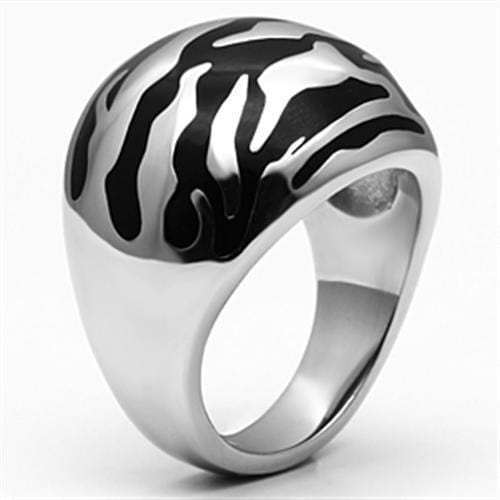 TK672 - High polished (no plating) Stainless Steel Ring with Epoxy in Jet - Alamode - Flyclothing LLC
