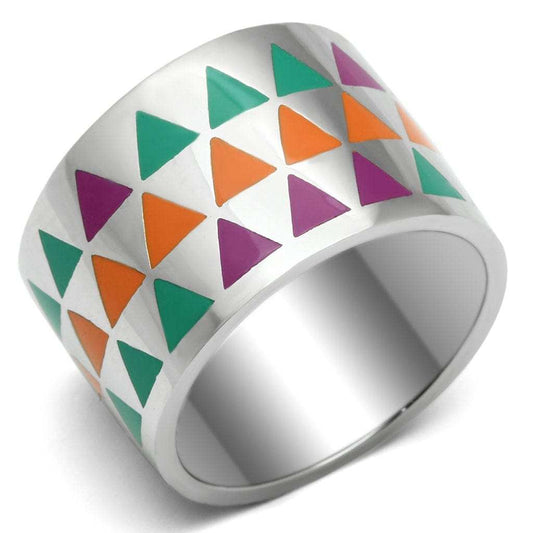 TK675 - High polished (no plating) Stainless Steel Ring with Epoxy in Multi Color - Alamode - Flyclothing LLC