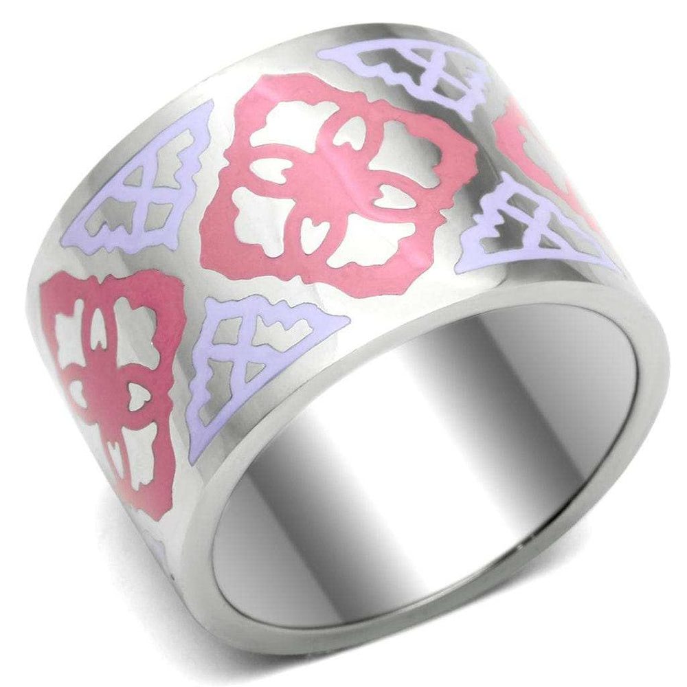 TK676 - High polished (no plating) Stainless Steel Ring with Epoxy in Multi Color - Alamode - Flyclothing LLC