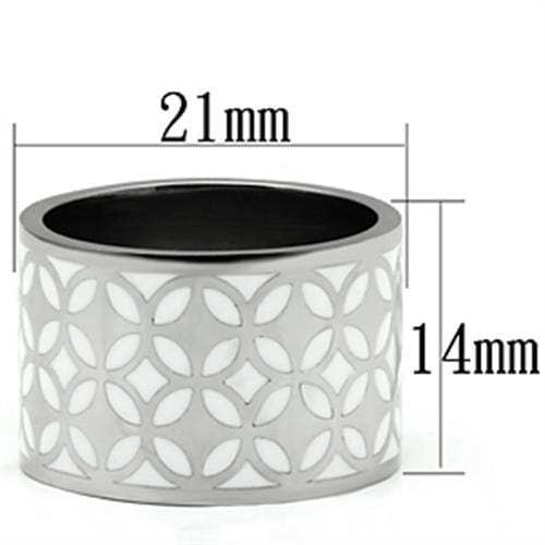 TK677 - High polished (no plating) Stainless Steel Ring with Epoxy in White - Alamode - Flyclothing LLC